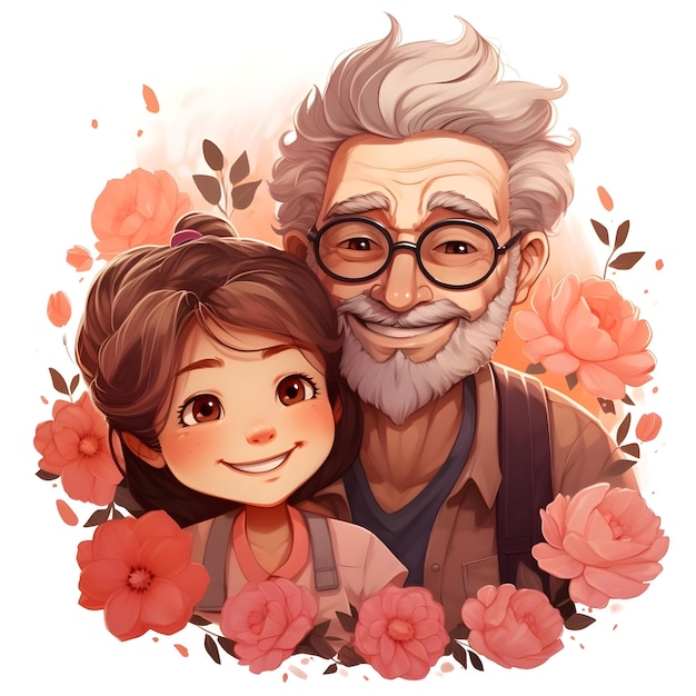 Grand Parents day lovely celebration social media post cute watercolor template design