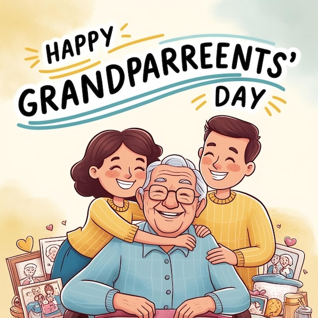 Photo grand parents day social media banner with grand parents