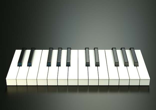 Grand Piano under black background. 3D illustration. 3D high quality rendering. 3D CG