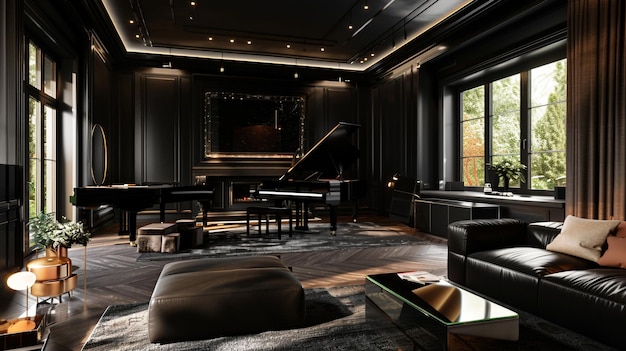 a grand piano in a grand piano room