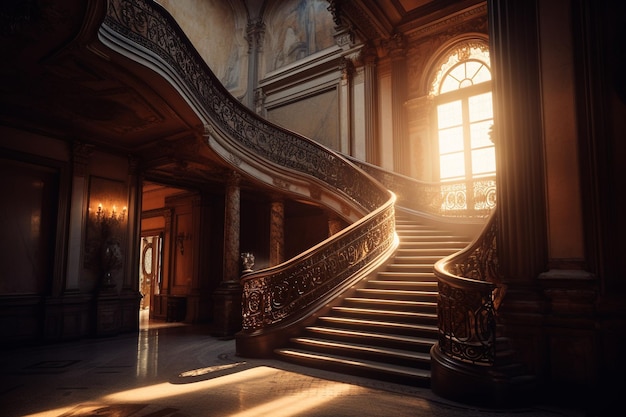 The grand staircase in the castle