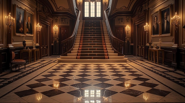 Grand Staircase in Luxurious Classical Interior Generative AI