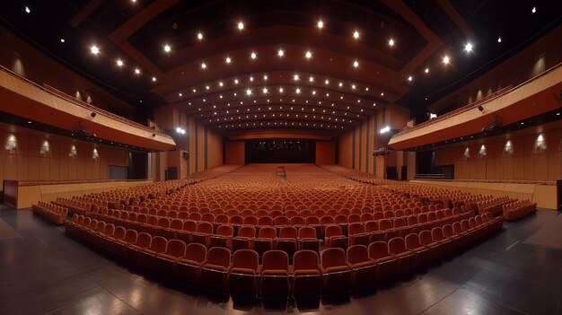 Photo grand theater auditorium with rows of empty seats and stage