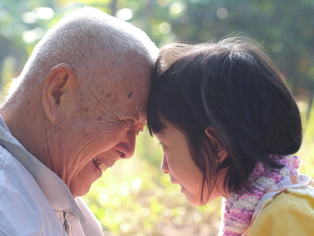 Grandfather and granddaughter