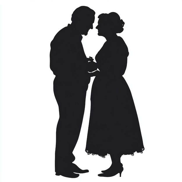 Photo grandfather and grandmother couple with silhouette style