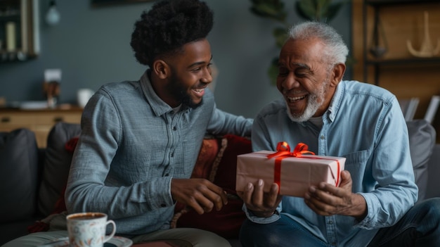 Grandfather Receiving a Special Gift