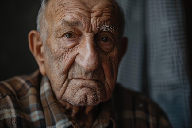 Photo grandfather sad thoughtful portrait of senior man with worried look concept of aging and sorrow