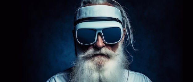 Grandfather in virtual reality glasses Generative AI