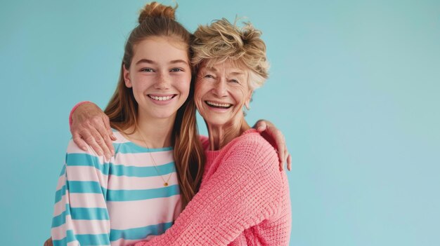 Grandmother and Granddaughter Embracing