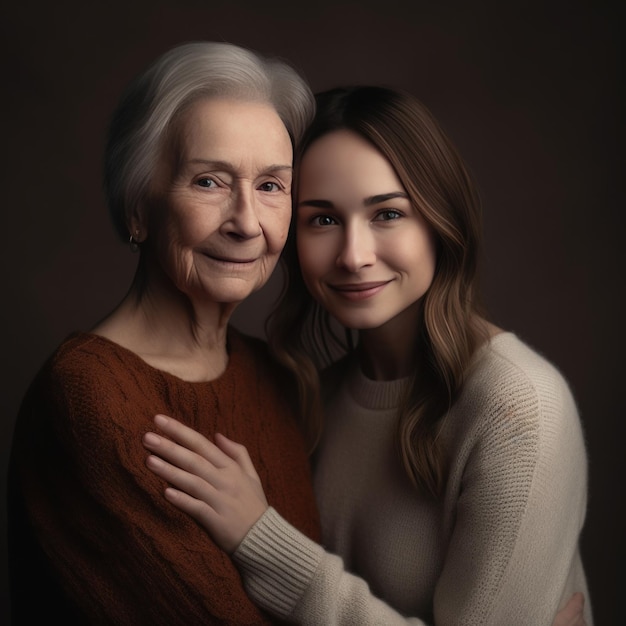 Grandmother and Granddaughter Family Portrait