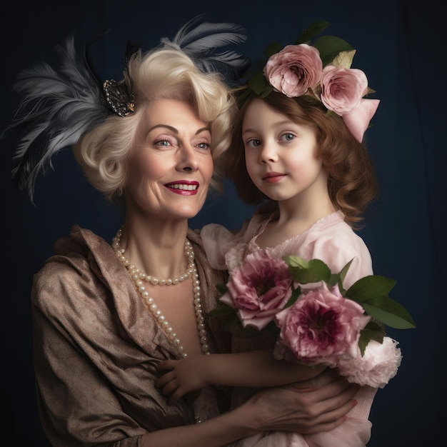 Grandmother and Granddaughter Family Portrait