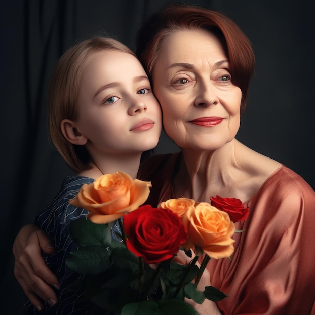 Grandmother and Granddaughter Family Portrait