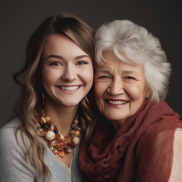 Grandmother and Granddaughter Family Portrait