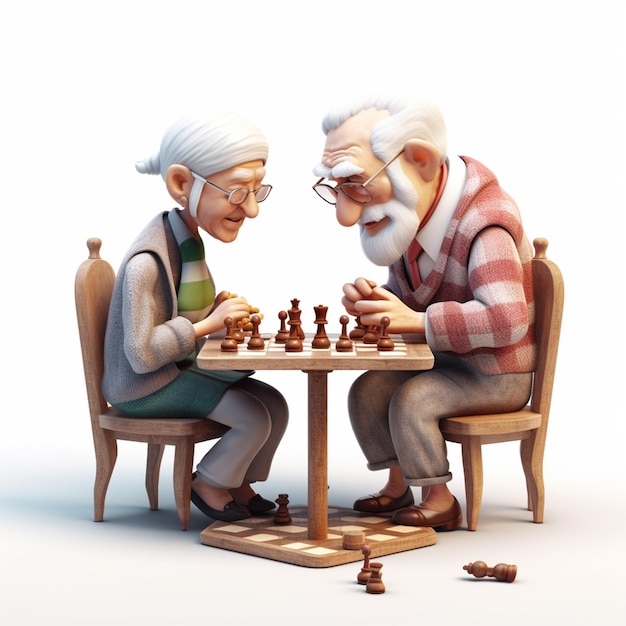 grandpa and grandma playing chess