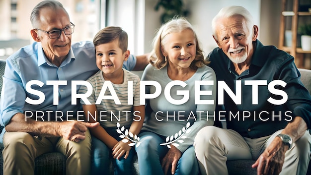 Photo grandparents and grandchildren circle with strength text concept as an abstract vector of a circle f