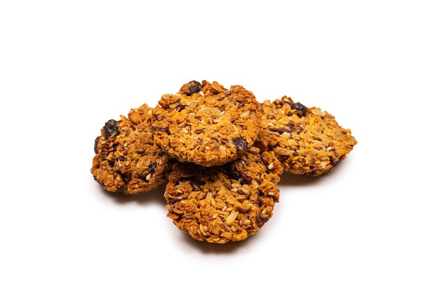 Granola cookies isolated on white background