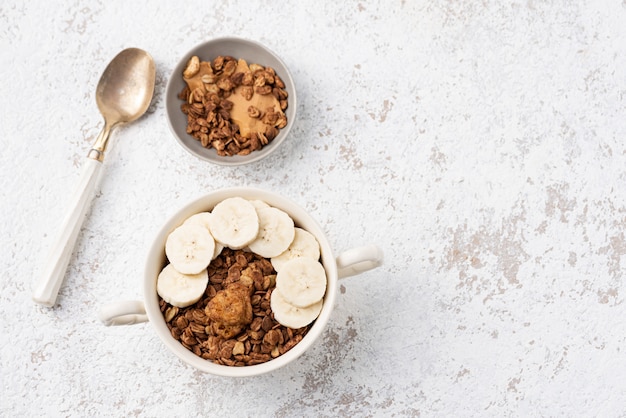 Granola, oatmeal with banana food 