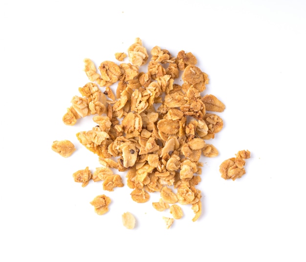 Granola on white wall. 