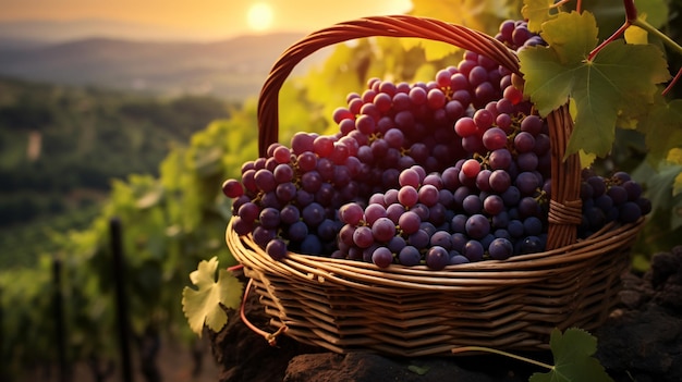 Grape basket wine nature