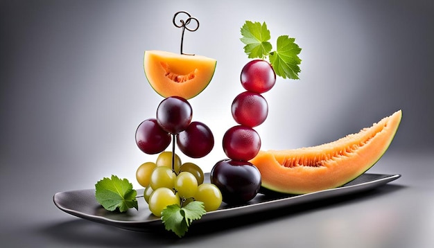 Photo grape and melon skewers