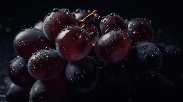 Grape Seamless Background with Visible Drops of Water Freshness and Deliciousness Overflow