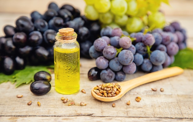 Grape seed oil in a small bottle