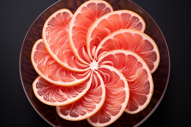 Photo grapefruit arranged in a spiral pattern on a plate natural sweetness grapefruit image photography