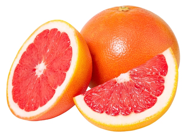 Grapefruit citrus fruit isolated on white background with clipping path