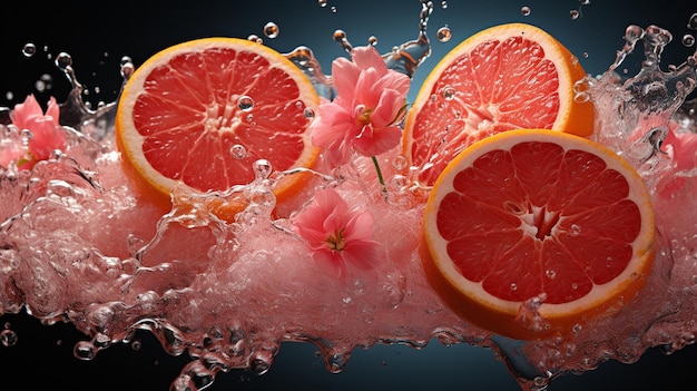 Grapefruit Cocktail Top Angle Splash Photograph