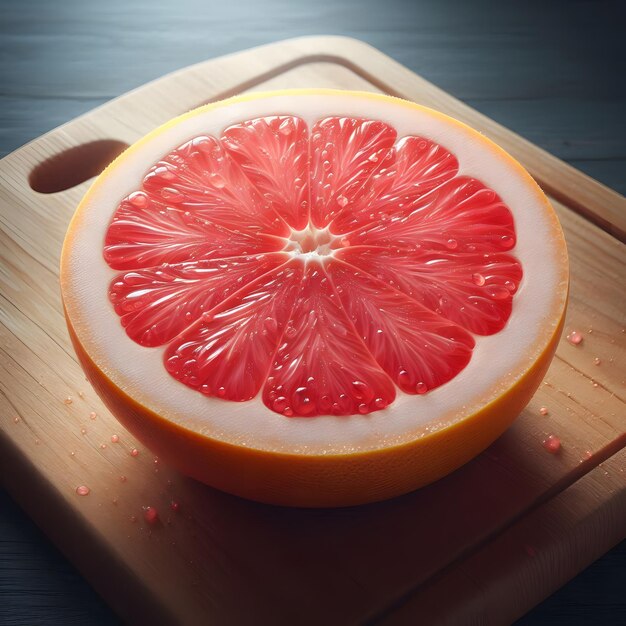 Photo a grapefruit cut in half on a cutting board