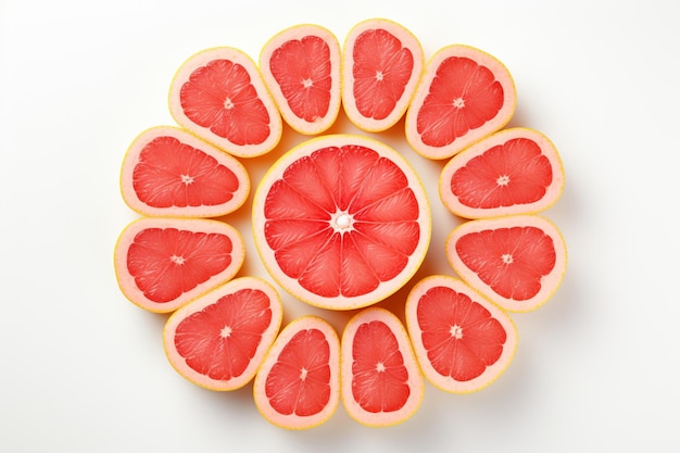 Photo grapefruit halves arranged symmetrically on white b natural sweetness grapefruit image photography