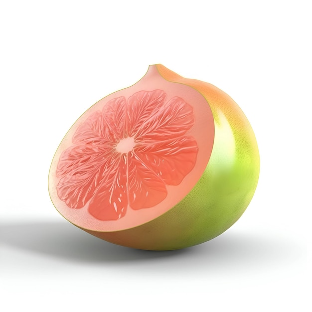 Grapefruit isolated on white background 3d rendering Clipping Path