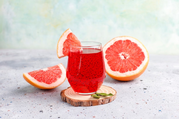 Grapefruit juice with basil seeds.