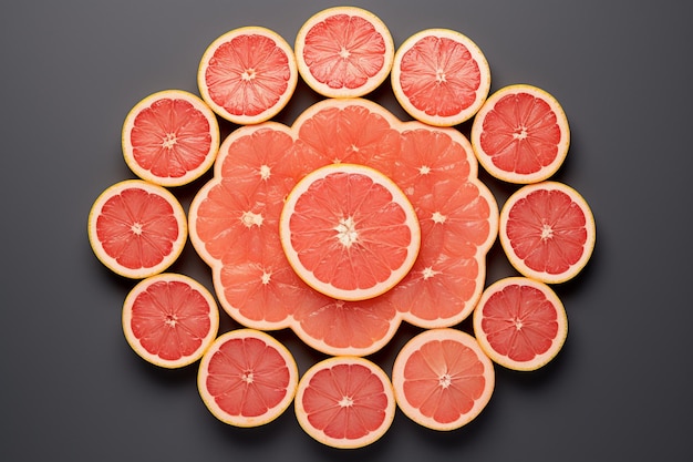 Photo grapefruit quarters arranged in a circular pattern natural sweetness grapefruit image photography