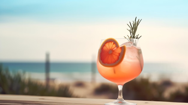 Grapefruit and rosemary cocktail Illustration AI Generative