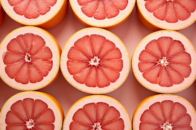 Photo grapefruit slices arranged in a symmetrical pattern natural sweetness grapefruit image photography