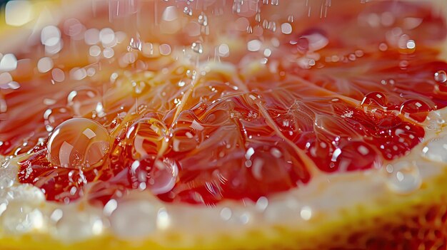 grapefruit in water drops closeup Selective focus