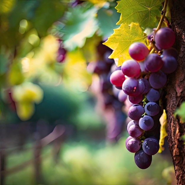 grapes are hanging from a vine with a green background