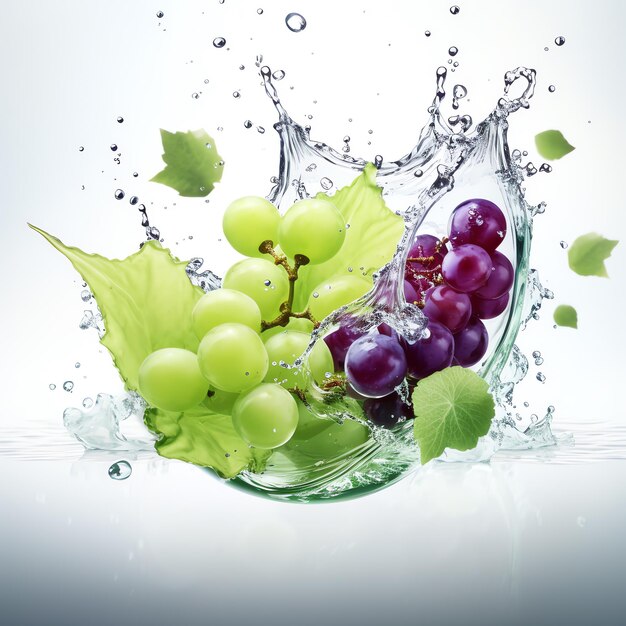 grapes and grapes in water splashing