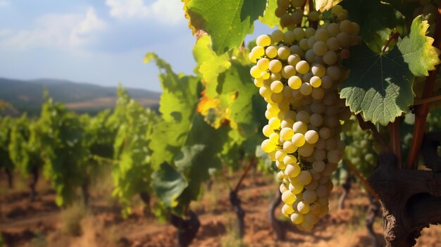 Photo grapes hanging on a vine in a vineyard