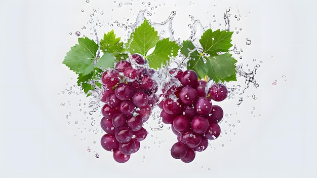 Grapes in a luscious splash isolated on white background illustration