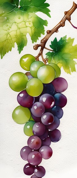 Grapes Painting Alkohol Washed Ink Colors Watercolor Drawing Artwork Background Wall Art