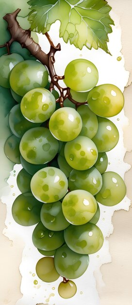 Grapes Painting Alkohol Washed Ink Colors Watercolor Drawing Artwork Background Wall Art