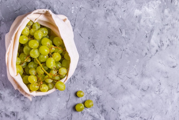 Grapes in a reusable eco cotton bag