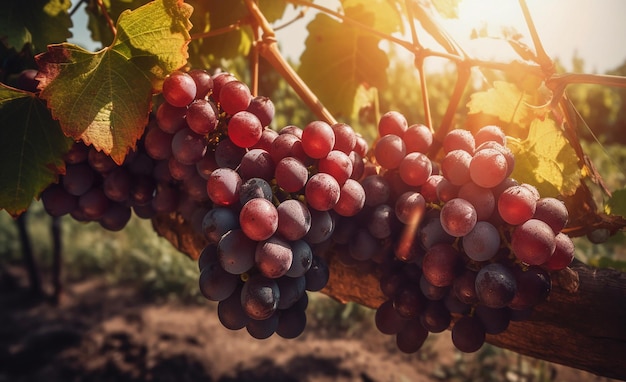 Grapes on a vine in the vineyard