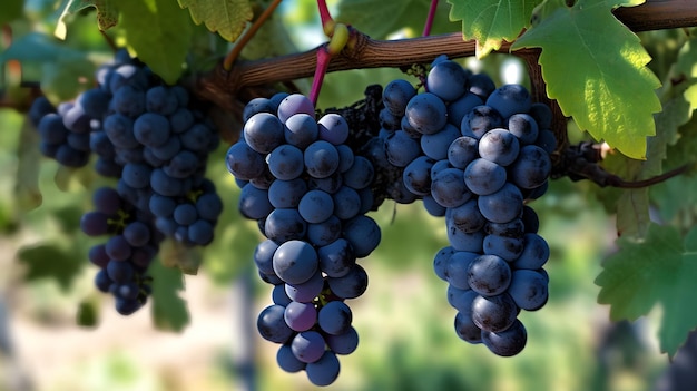 Grapes on the vine in the vineyard