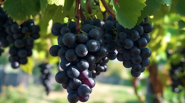 Grapes on the vine in the vineyard