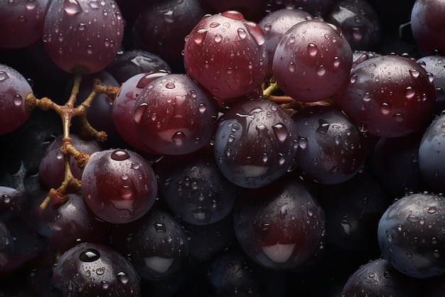 Grapes with water splash on black background