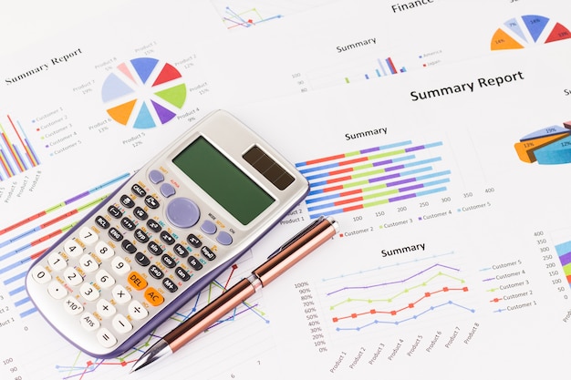 Graph Calculations, savings, finances and economy concept