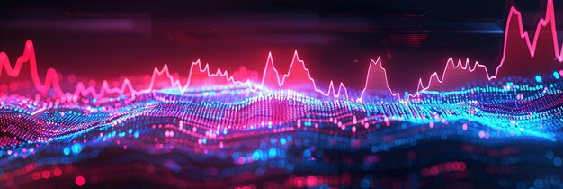 Graph chart and hologram of stock market financial management and investment profit